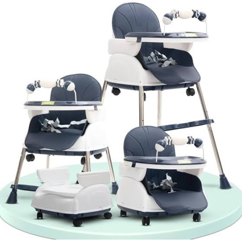 Adjustable Baby High Chair with Feeding Tray, Baby Dinner Chair with Wheels