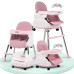 Adjustable Baby High Chair with Feeding Tray, Baby Dinner Chair with Wheels