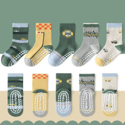 1-3 Year | 5 Pair Green & Yellow Cozy Non-Slip Socks for Toddlers | Green Dino Grip Socks by Durian Minliu Sock | Imported China | 5 Pair Set 1-3 Year | 5 Pair Green & Yellow Cozy Non-Slip Socks for Toddlers | Green Dino Grip Socks by Durian Minliu Sock | Imported China | 5 Pair Set