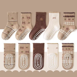 1-3 Year | 5 Pair Brown Prints Cozy Non-Slip Socks for Toddlers (Ages 1ā3) | Green Dino Grip Socks by Durian Minliu Sock | Imported China | 5 Pair Set 1-3 Year | 5 Pair Brown Prints Cozy Non-Slip Socks for Toddlers (Ages 1ā3) | Green Dino Grip Socks by Durian Minliu Sock | Imported China | 5 Pair Set