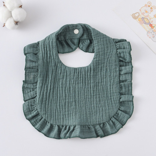 Korean Style Baby Feeding Bib | 0-1 Year | Solid dark green