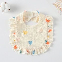 Korean Style Baby Feeding Bib | 0-1 Year | peach-heart