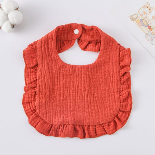 Korean Style Baby Feeding Bib | 0-1 Year | Solid brick red