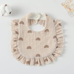 Korean Style Baby Feeding Bib | 0-1 Year | brown rainbow