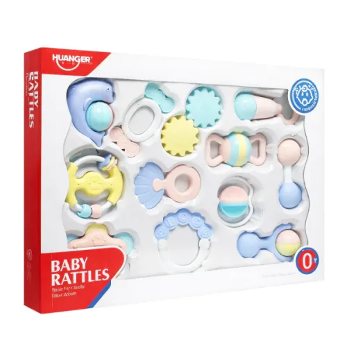 Huanger Baby Rattles & Teether Set (12 Pcs) – BPA Free Sensory Toys for Newborns (0m+)