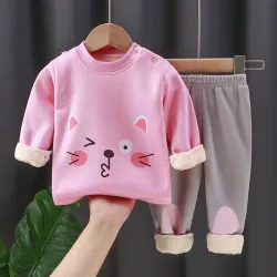 Children's Clothing Top-Bottom Set | For Cool Night and AC Room | Fleece Fuchsia Children's Clothing Top-Bottom Set | For Cool Night and AC Room | Fleece Fuchsia