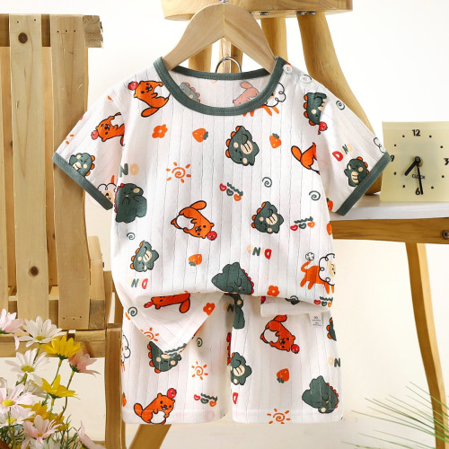 Children's Cotton Summer Pajama Set - Short Sleeve Two-Piece with Cartoon Print | Cloud Lion Children's Cotton Summer Pajama Set - Short Sleeve Two-Piece with Cartoon Print | Cloud Lion