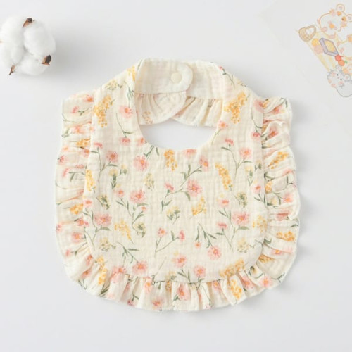 Korean Style Baby Feeding Bib | 0-1 Year |  crushed flower