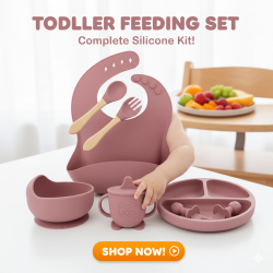 Silicone Dinner Set with Children's Eating Bib | 8pcs Set | Special Edition | Dark Gray Silicone Dinner Set with Children's Eating Bib | 8pcs Set | Special Edition | Dark Gray