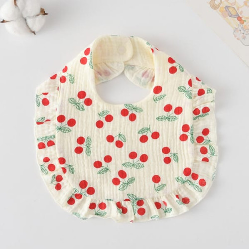 Korean Style Baby Feeding Bib | 0-1 Year | green cherry Korean Style Baby Feeding Bib | 0-1 Year | green cherry
