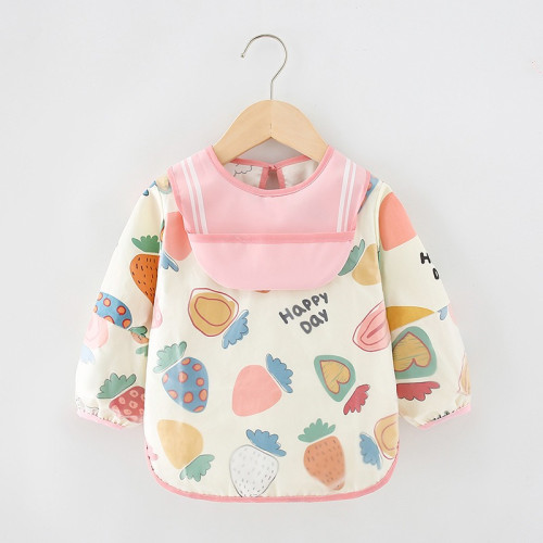 Long-Sleeved Anti-Dressing Waterproof Baby's Dining Clothes Children's Apron Baby's Bib Guard| Crown Strawberry | 0-2 Year Long-Sleeved Anti-Dressing Waterproof Baby's Dining Clothes Children's Apron Baby's Bib Guard| Crown Strawberry | 0-2 Year