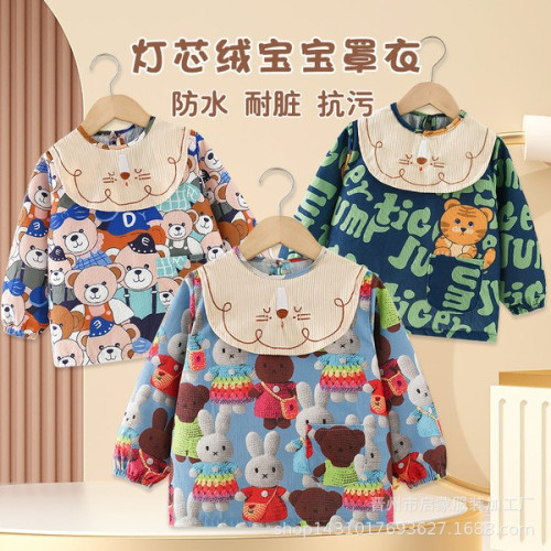 Corduroy Waterproof Baby Smock Bib – Long Sleeve Anti-Dirty Feeding Apron (0–2 Years) | Autumn Winter Reverse Wear Baby Protective Clothing Corduroy Waterproof Baby Smock Bib – Long Sleeve Anti-Dirty Feeding Apron (0–2 Years) | Autumn Winter Reverse Wear Baby Protective Clothing