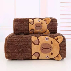 Soft and Super Absorbent Coral Velvet Bath Towel (Dark Brown)