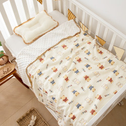 Four Seasons Crepe Bean Cotton Gauze Blanket — Newborn & Kids Soft Quilt | 43x43 Inch Large Size
