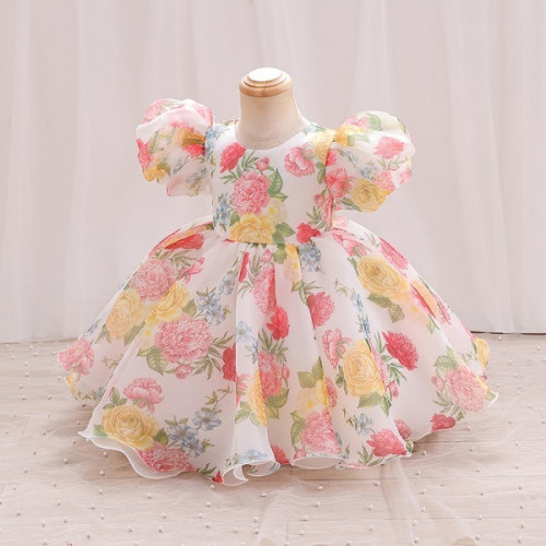 6m to 3 Year | High-End Baby Girl Princess Flower Cotton Blended Dress – 6m –3 Years | Light Flower
