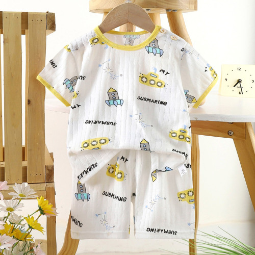 Children's Cotton Summer Pajama Set - Short Sleeve Two-Piece with Cartoon Print | Passionate Children's Cotton Summer Pajama Set - Short Sleeve Two-Piece with Cartoon Print | Passionate