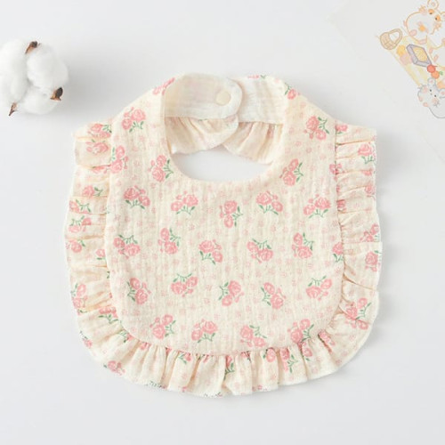 Korean Style Baby Feeding Bib | 0-1 Year | pink rose