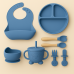 Silicone Dinner Set with Children's Eating Bib | 8pcs Set | Special Edition | Dark Gray