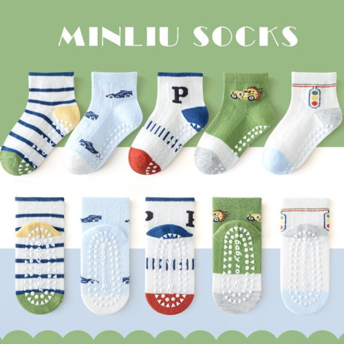 5 Pair Cozy Non-Slip Socks for Toddlers (Ages 1–3) | Imported China | 5 Pair Set | All Prints
