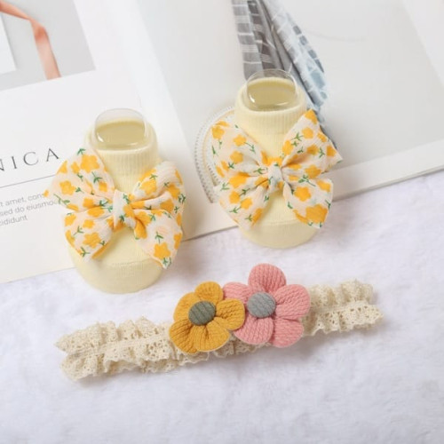 Top Selling Bow Hairband & Socks Set | 0-12 Months | Baby Accessories Sets |