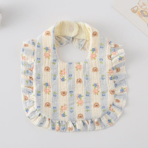 Korean Style Baby Feeding Bib | 0-1 Year | striped bear
