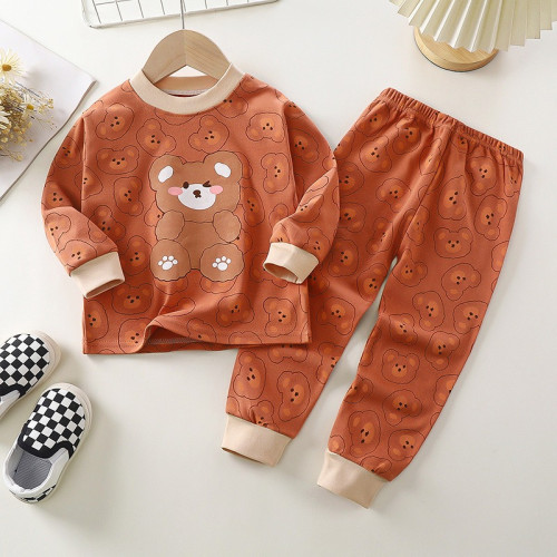 Long Sleeve Comfortable Cute Cartoon Tops and Pants Set for Boys & Girls - Gray Monkies Long Sleeve Comfortable Cute Cartoon Tops and Pants Set for Boys & Girls - Gray Monkies