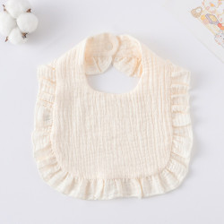 Korean Style Baby Feeding Bib | 0-1 Year | Solid Beige