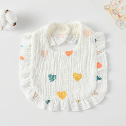 Korean Style Baby Feeding Bib | 0-1 Year | white heart